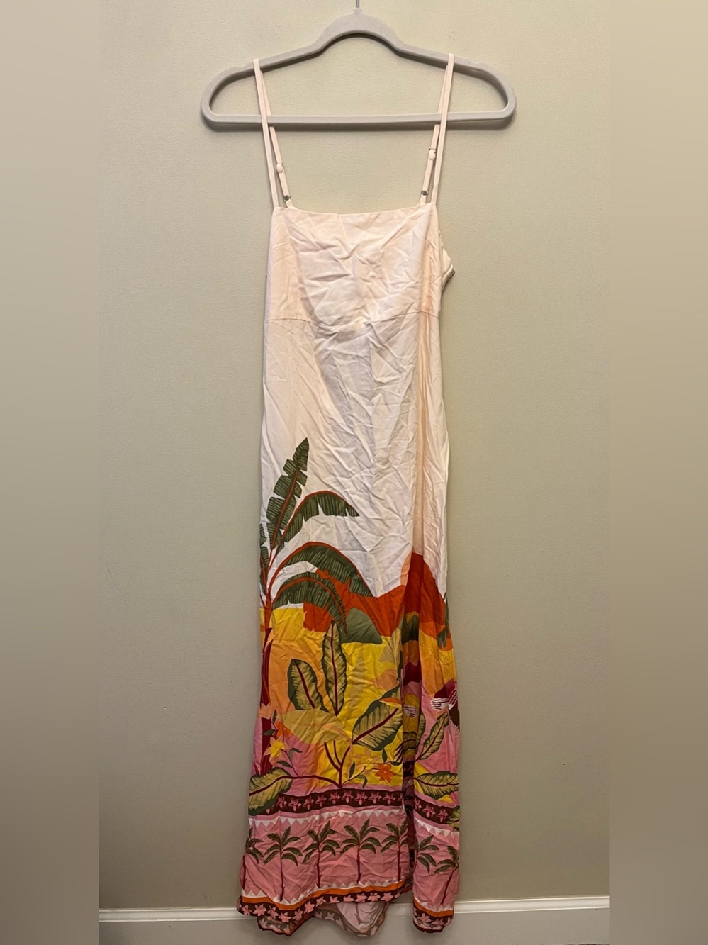 NWT Paper Heart Palm Landscape Maxi Dress Women's Size Small Tie Back